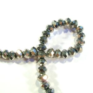 Strand of Approx 200 Faceted Rondelles, Silver Colour 3×2 mm