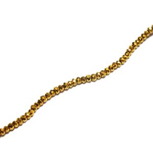 Approx 200 Gold Faceted Glass Rondelles 3x2mm