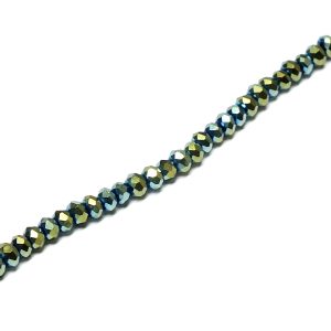Strand Approx 200 Faceted Rondelles 3x2mm, Green AB