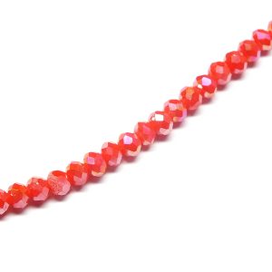 Strand of Approx 145 Faceted Rondelles Deep Orange/Red AB 3.5×2.5mm