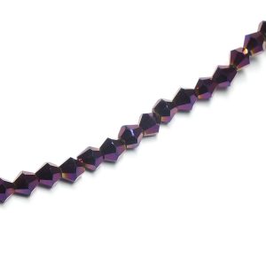 Strand of Approx 118 Faceted Glass Bicones Purple 4×4mm