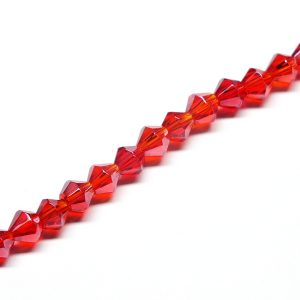 Strand of Approx 83 Faceted Bicones Red AB 4×4mm