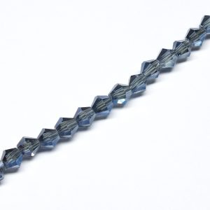 Strand of Approx 118 Faceted Bicones Navy AB 4×4mm