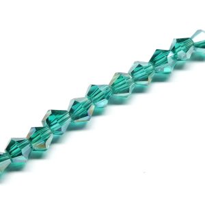 Strand of Approx 118 Faceted Bicones Teal AB 4×4mm