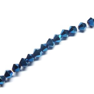 Strand of Approx 150 Faceted Rondelles Metallic Blue 3×3mm