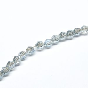 Strand of Approx 100 Faceted Bicones Grey/Green AB 3×3mm