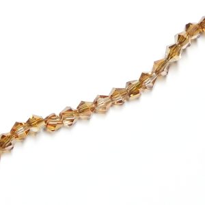 Strand Approx 100 Faceted Glass Bicones 3x3mm Half Plated Light Copper