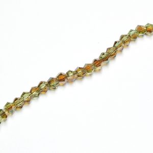 Strand Approx 100 Faceted Bicones 3x3mm Half Plated Green & Yellow