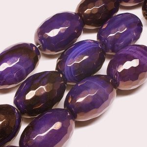 Dyed Purple Agate Faceted Rice Beads 28x18mm