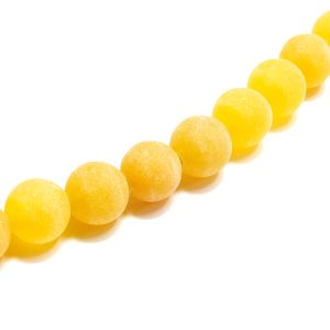 Strand Approx 47 Malay Jade Rounds Frosted Yellow 8mm