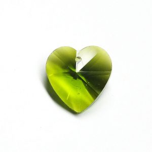 Lime Green Glass Faceted Heart Charm / Pendant 14x14mm