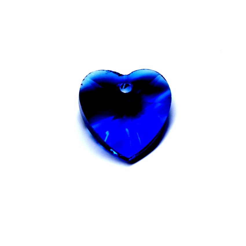 Dark Blue Faceted Glass Heart 10x10x5mm