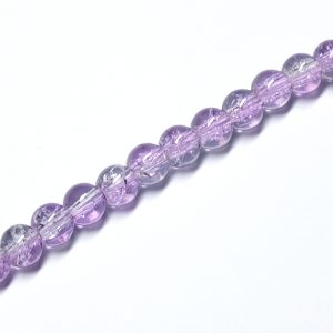 Strand Approx 133 Crackle Glass Round Beads 6mm Lilac & Clear