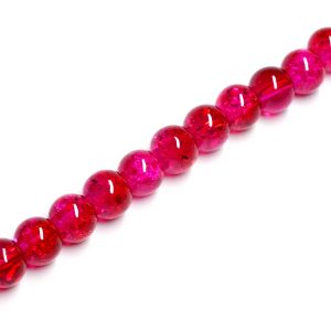Strand of Approx 100 Crackle Glass Rounds Pink & Red 8mm