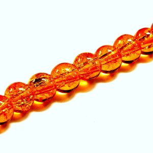 Strand Approx 133 Crackle Glass Round 6mm Beads Orange