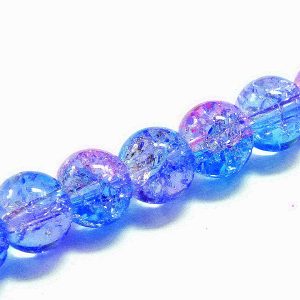 Strand of Approx 100 Crackle Glass Rounds Pink & Blue 8mm
