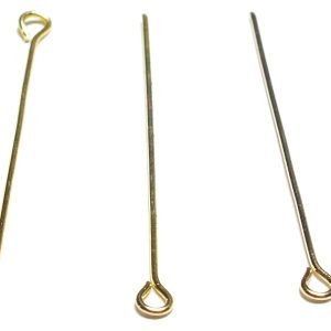 25 x Eyepins, Gold Coloured Metal 60x0.7 mm
