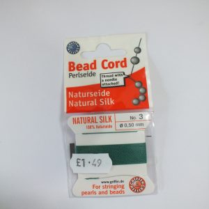 Green - No 3. Griffin Silk Beading Thread with attached needle