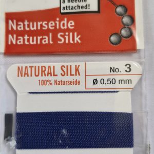 Dark Blue - No 3. Griffin Silk Beading Thread with attached needle, Sold Individually