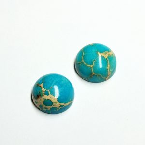 15mm Dyed Turquoise Impression Jasper Cabochon Coin