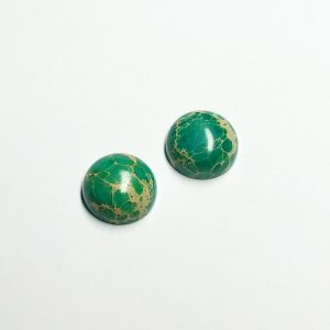 15mm Dyed Green Impression Jasper Cabochon Coin