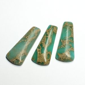 50x20mm Dyed Green / Blue Impression Jasper Cabochon Drop