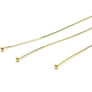 50 x Gold Coloured Brass Headpins 50x0.60mm