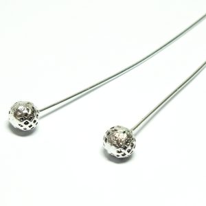 Pair Tibetan Style Antique Silver Metal Coloured Headpin 62x1mm