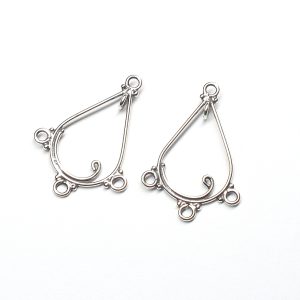 2 x Sterling Silver Chandelier Ear Components 29x21mm