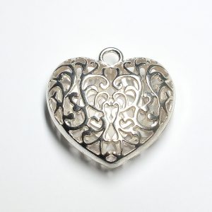 Bright Silver Coloured Tibetan Style Metal Heart 51x50x17mm Loop 5mm