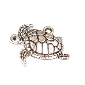 Silver Metal Tibetan Style Tortoise Charm 18x21mm