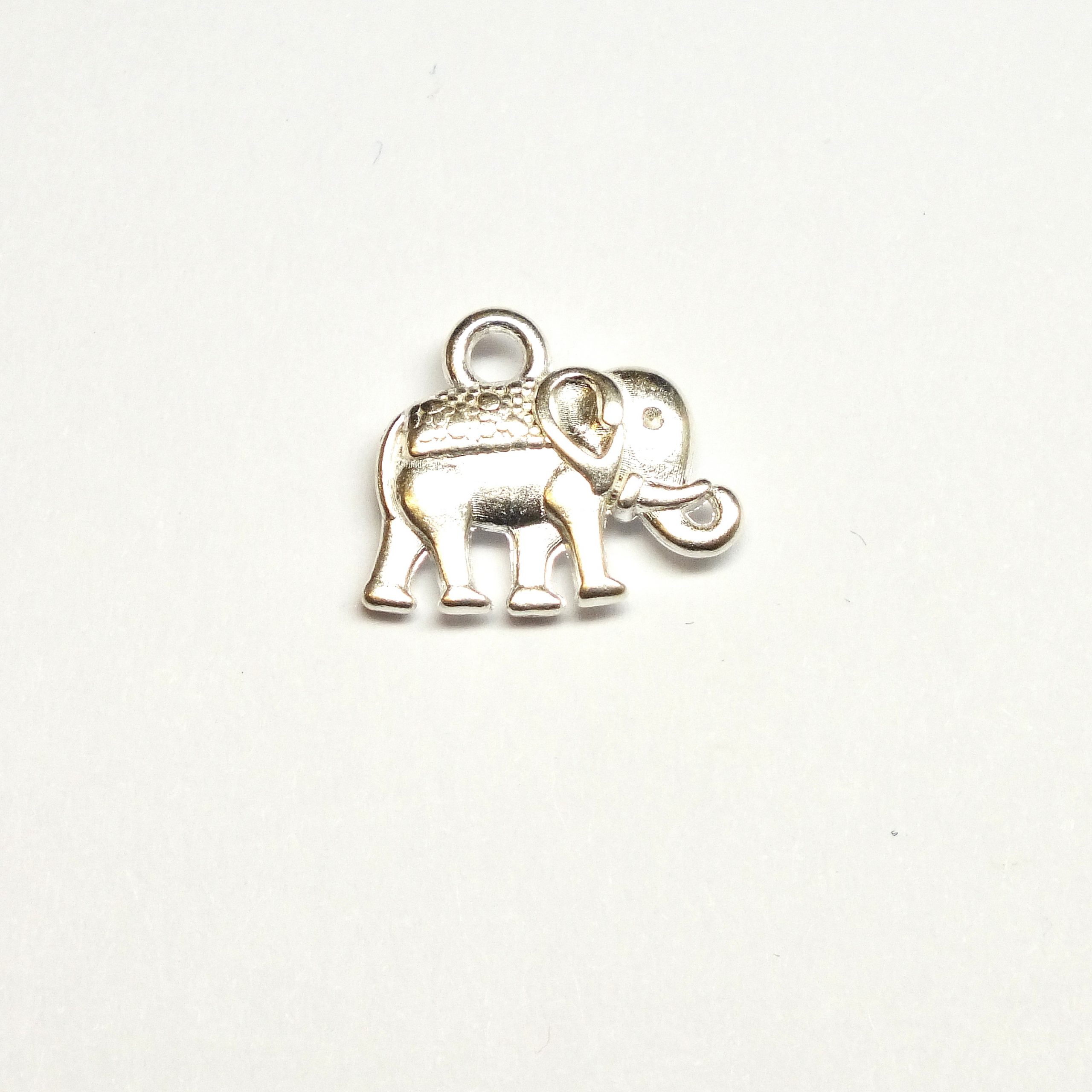 Silver Metal Coloured Elephant Charm 14x12mm