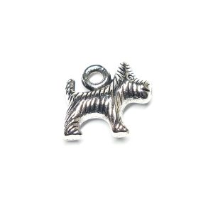 Tibetan Style Antique Silver Metal Coloured Dog Charm 13x13x4mm Hole 2mm