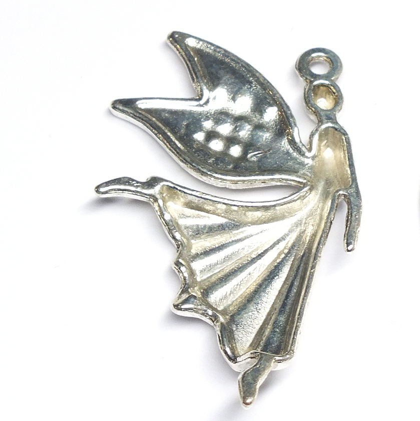 Tibetan Style Antique Silver Metal Fairy Charm 40x25x3mm - Image 2