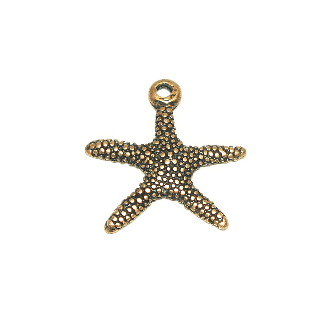 Red Copper Coloured Starfish Charm 17x13x2mm