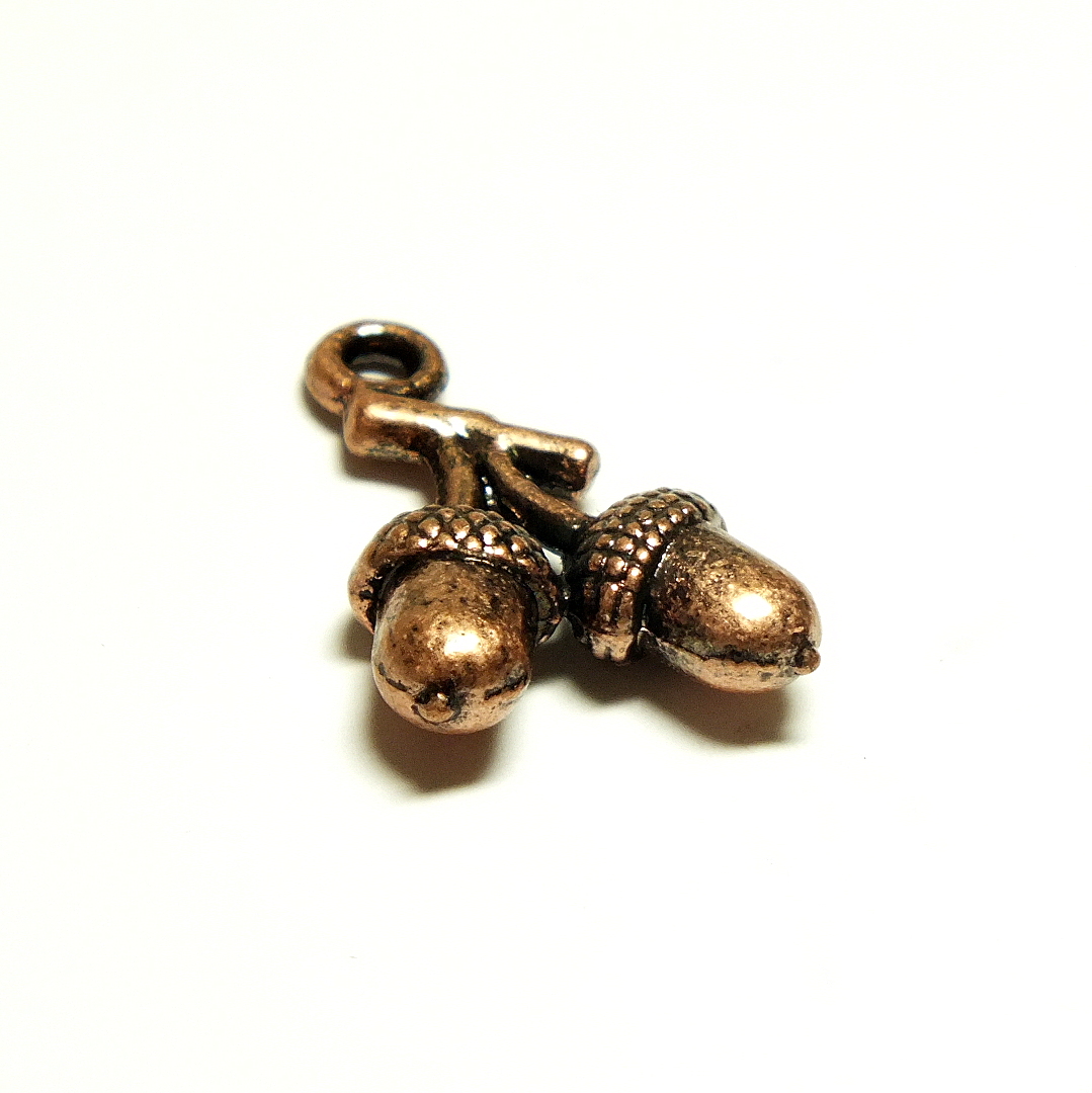 Copper Coloured Metal Acorn Charm 15x12x3mm - Image 2