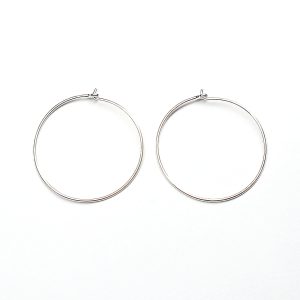 Pair Sterling Silver Creole Earwires 35mm