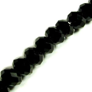 Strand 4x3mm Black Faceted Rondelles