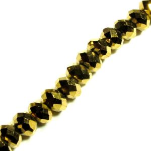 Strand 4x3mm Metallic Gold Faceted Rondelles