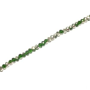 Approx 150 Faceted Rondelles, Dark Green Half Plated Silver 4 x 3 mm