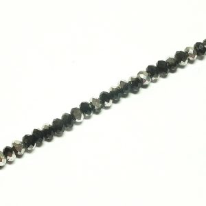 Approx 150 Faceted Rondelles, Black/Half Plated Silver Colour 4 x 3 mm