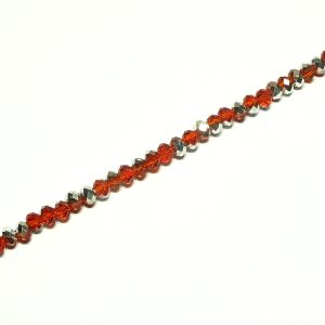 Approx 150 Faceted Rondelles, Orange/Half Plated Silver Colour 4x3 mm