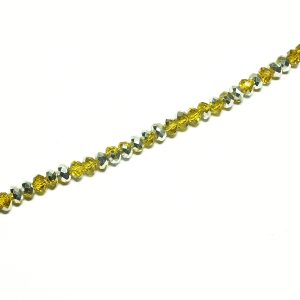 Approx 150 Faceted Rondelles, Yellow/Half Plated Silver Colour 4x3 mm