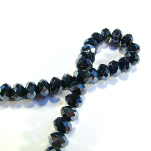 Strand 6x4mm Black/Grey Faceted Rondelles