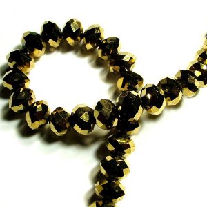Strand of Approx 100 6x4mm Metallic Gold Faceted Rondelles