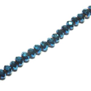 Strand of Approx 72 Faceted Rondelles, Metallic Blue 8×6 mm
