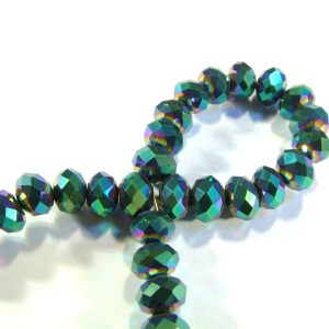 Strand 6x4mm Carnival Green Faceted Rondelles