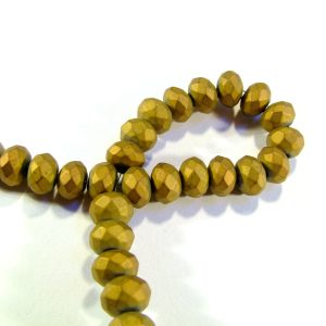 Strand 6x4mm Matt Gold Faceted Rondelle Beads