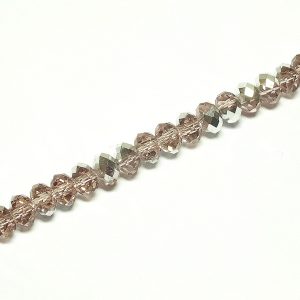 Approx 72 Faceted Rondelles, Pink / Half Plated Silver Colour 8 ×6mm