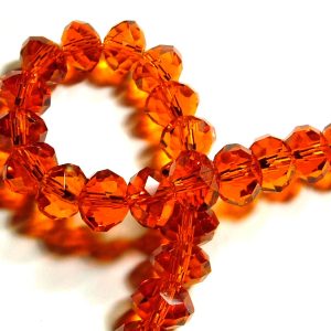 Strand 8x6mm Deep Tangerine Faceted Rondelles